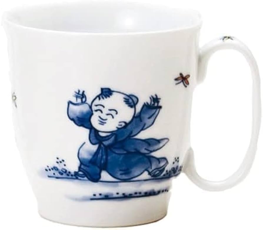 Amazon.co.jp: 三川内焼 染付唐子絵 指押マグカップ : ホーム